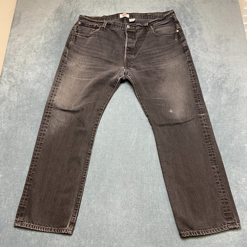 Levi's 501 Jeans Men 42x32 Black Denim Cotton Original Fit Straight High Rise